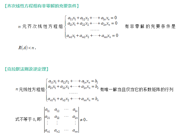 线性方程组解的判别