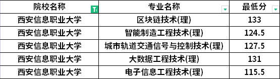 2022年西安信息职业大学专升本退役士兵考生最低分数线